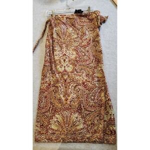 Ralph Lauren Midi Skirt - Red and Gold Paisley